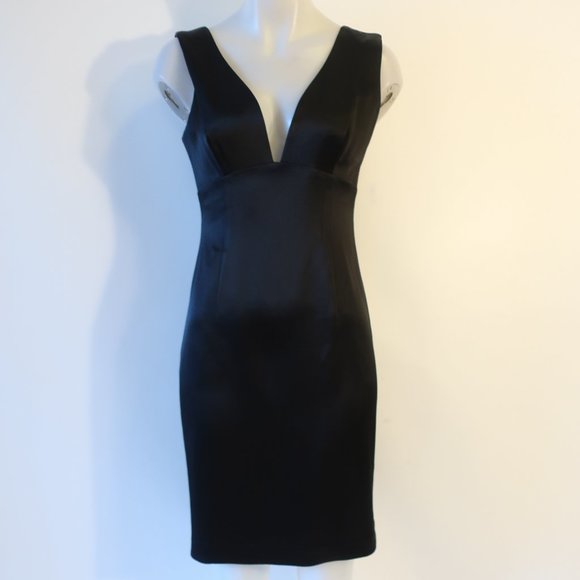 NWT Womens L'Agence Black Sleeveless Satin Sheath Dress 6 * - Picture 1 of 12